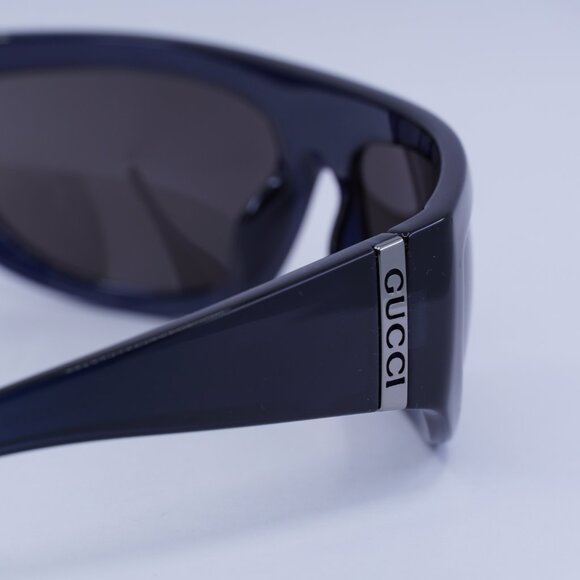 Gucci GG1574S 003 Sunglasses Blue Rectangle Frame, Grey Lenses main image 4